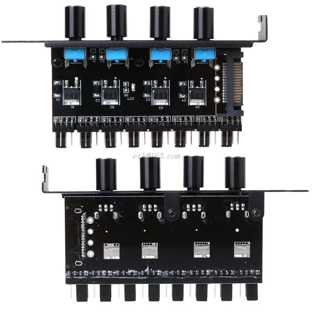 PC 8 Channels Fan Hub 4 Knob Cooling Fan Speed Controller for CPU Case HDD VGA PWM Fan PCI Bracket 12V Fan Control Power Supply