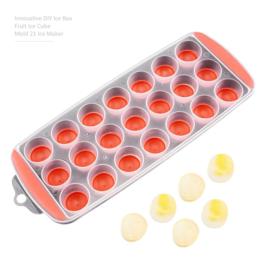 Bac à glaçons en plastique 21 grilles | Cube de glace d'été, plateau de congélation en plastique, boîte à glace, moule de gelée de fruits, moule avec couvercle, moule Flexible, plaque cuisine 4