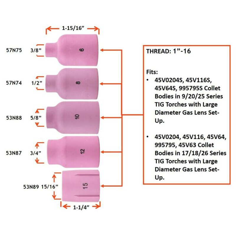 2pcs/5pcs 9-26 Air Gas Lens Welding TIG Torch Alumina Nozzle Cup Consumable Tools Set Kit
