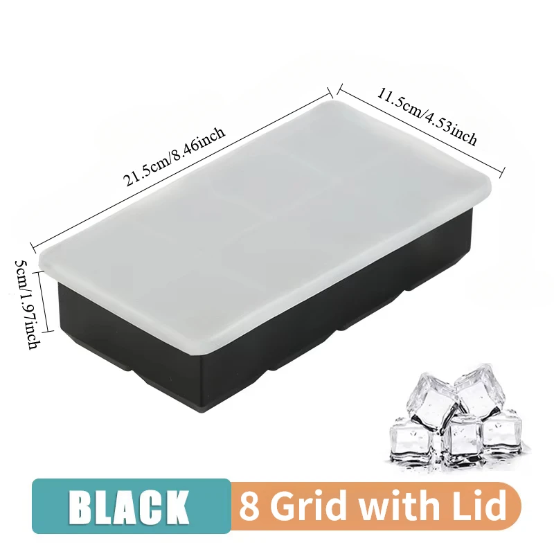 Veilige siliconen ijsblokjesvormen met deksel Sferische ijsvormen Herbruikbare whisky ijsblokjesvormen Cocktail vriezer DIY zelfgemaakte barbenodigdheden: Black