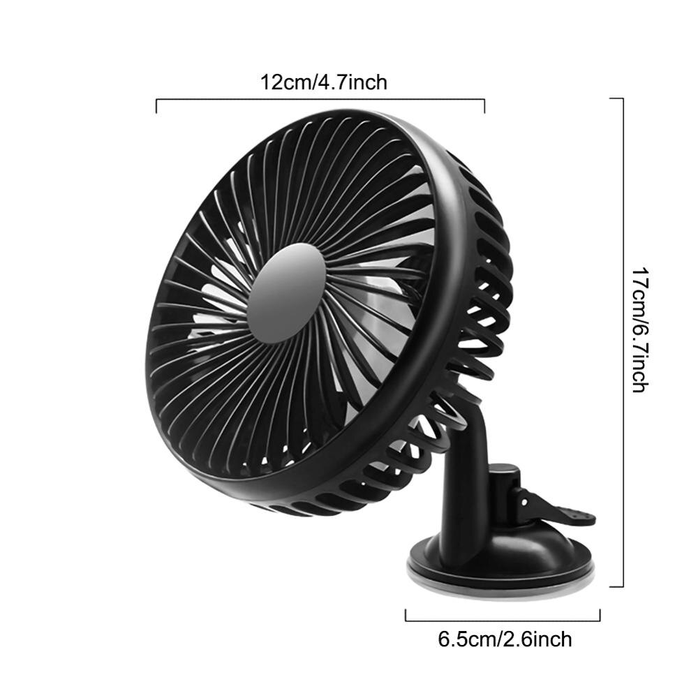 3 Style USB Car Fan Suction Cup Car Seat Back Single Head Car Fan 12V24V Universal Large Wind Three Speed Control USB Car Fan