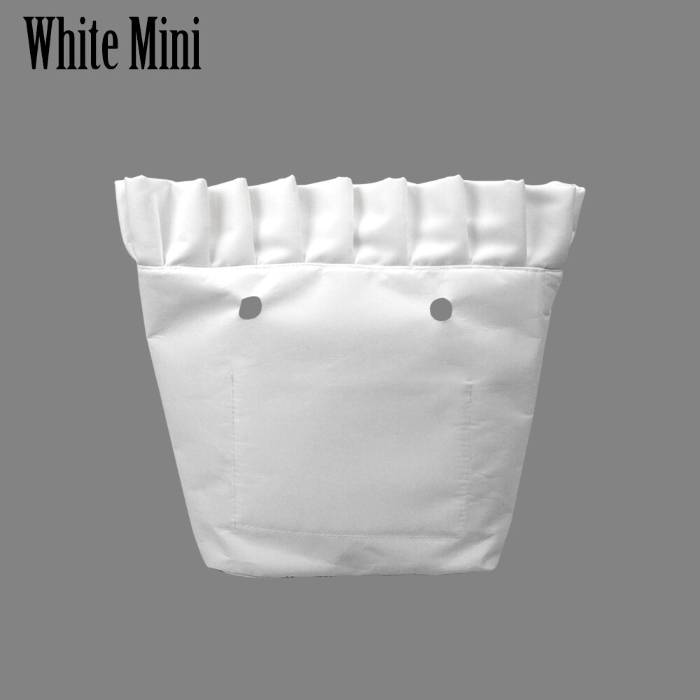 Tanqu Frill Pleat Soild Fabric Waterproof Inner Lining Insert Zipper Pocket for Classic Mini Obag Inner Pocket for O Bag: white mini