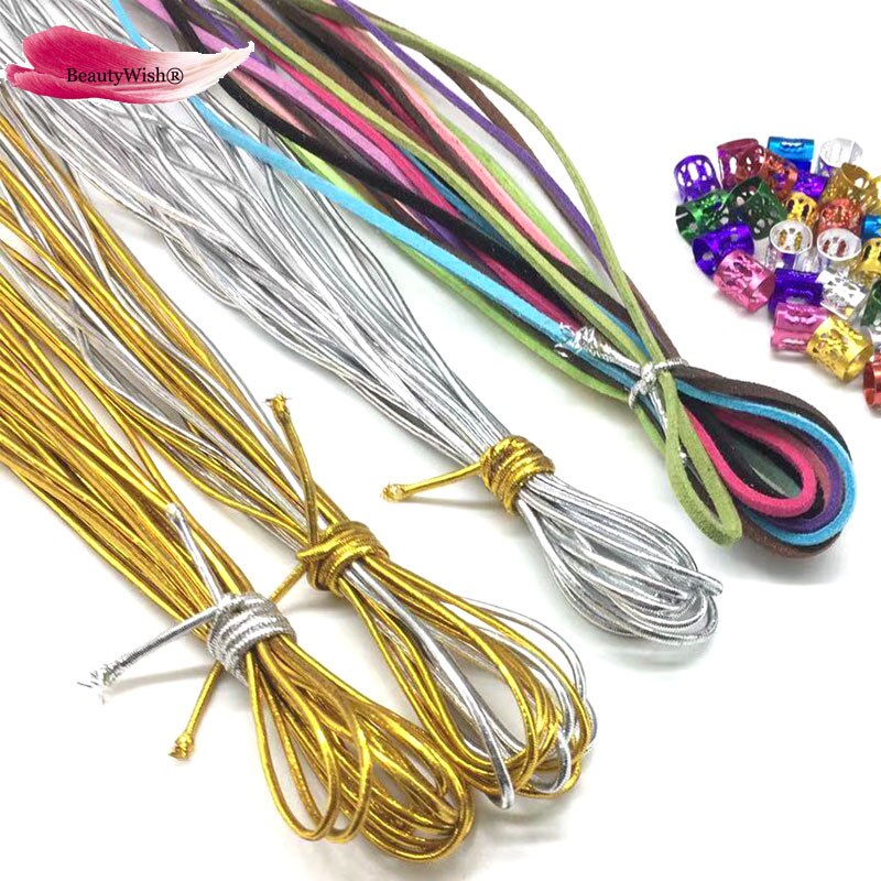 50 Eenheden Dreadlock Kralen Magic String Doos Vlechten Haaraccessoires Vlechten Haar 10 Strengen Stretechable Vlechten Haar Strings