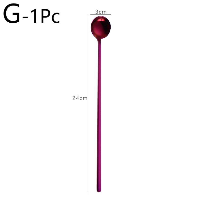 Coffee Tea Stirring Spoon Stainless Steel Dessert Bar Spoon Long Handle Milk Ice Cream Spoon Golden Tableware Household Utensils: 7