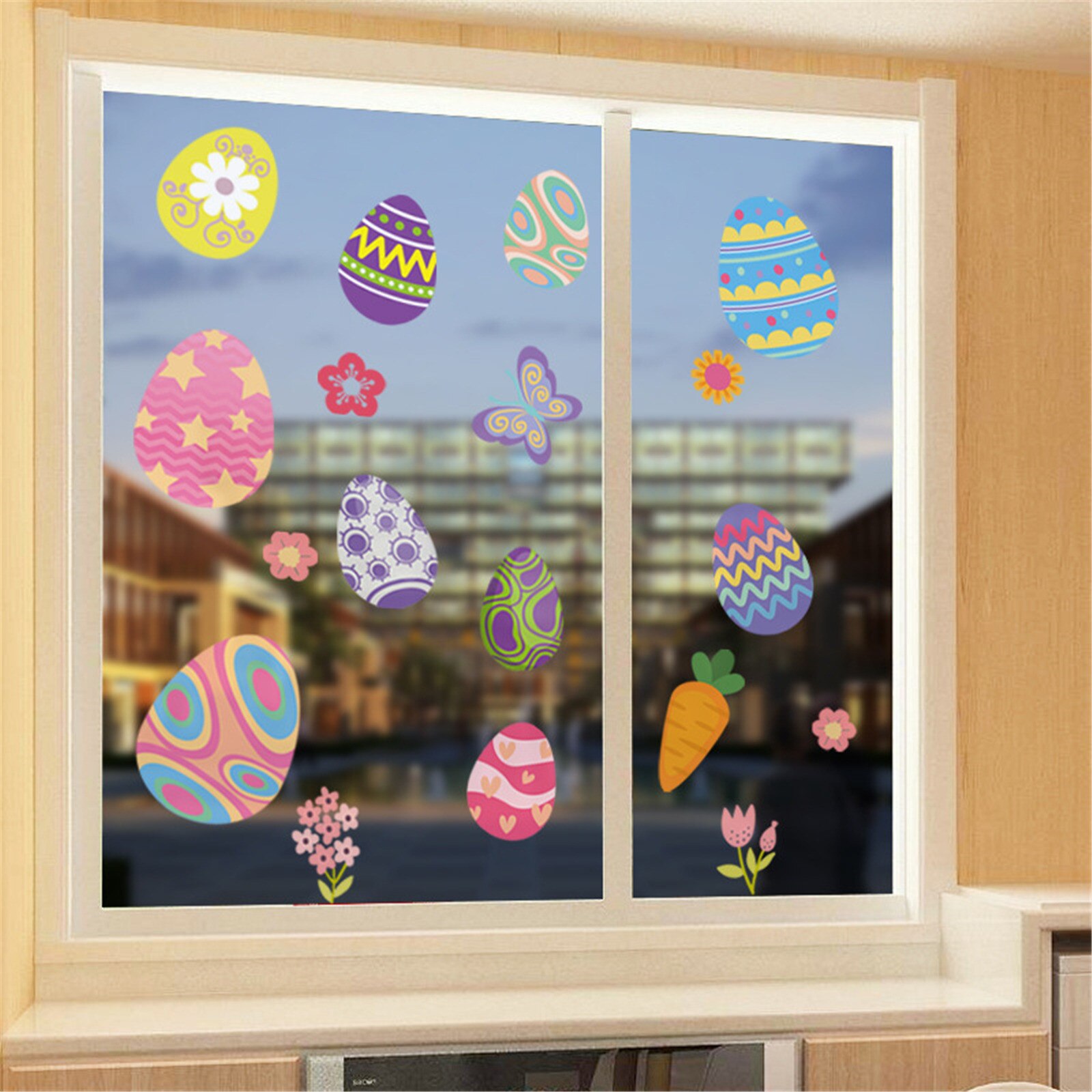Easter Window Clings Decals Carrot Bunny Egg Window Sticker for Wall Door Decor Easter Party Home Decor Animal Sticker#30