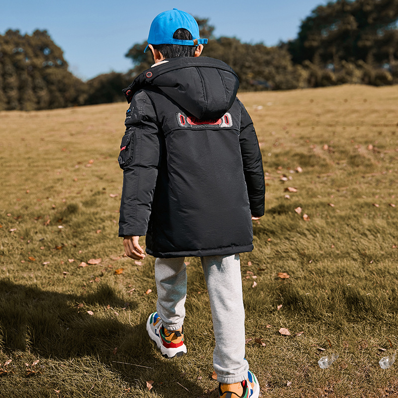 Giacca invernale da bambino per bambini piumino d'anatra parka caldo per bambini cappotto abbigliamento giacca invernale con cappuccio da scuola per ragazzi