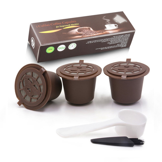 ICafilas-filtros de café para cafetera Nespresso, cápsula de plástico rellenable, reutilizable, Nescafé: Amarillo claro