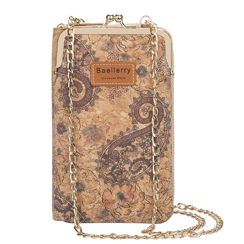 Women&#39;s Wallet Mobile Phone Bag Female Korean Large-capacity Floral Printed Messenger Bag Wood Grain Multi-card Lady: style4