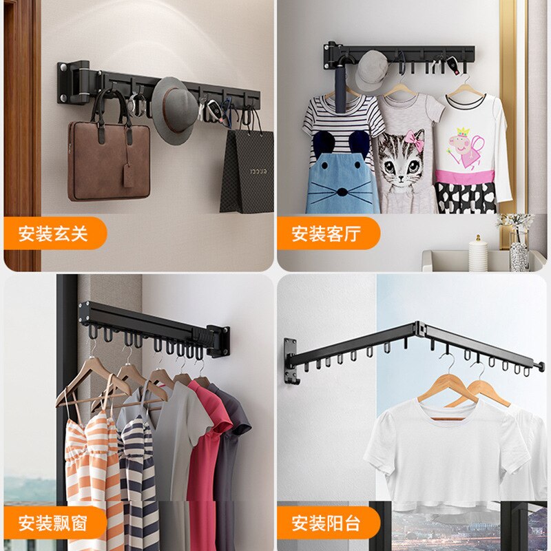 Balcony-hanging Folding Clothes-dryer Indoor Telescopic Rod Clothes-clothes-invisible Clothes-clothes-magic Device