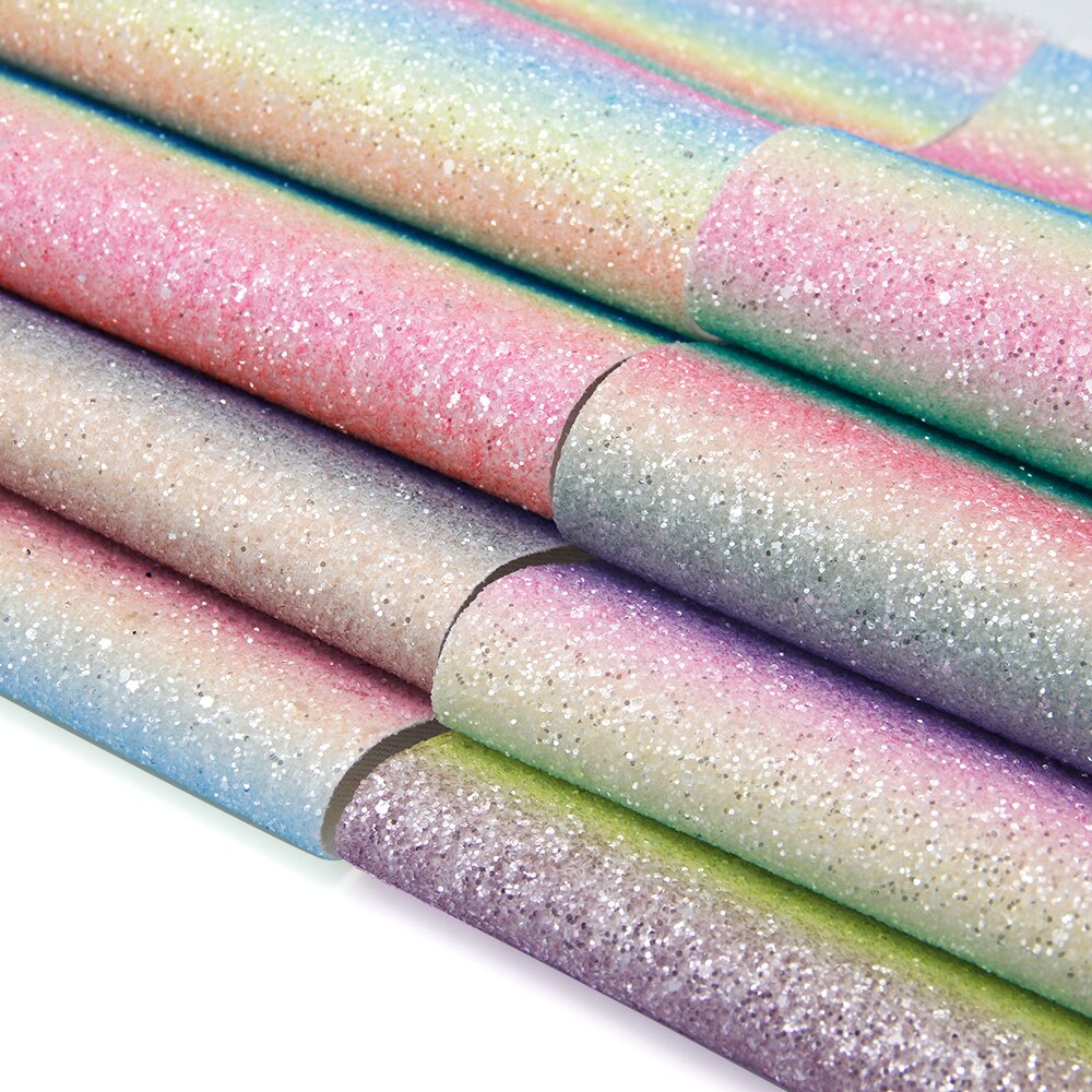 10 stuks Rainbow Chunky Glitter Synthetisch Leer Stof Voor Maken Strik Oorbellen Home Evenementen, 1Yc6312