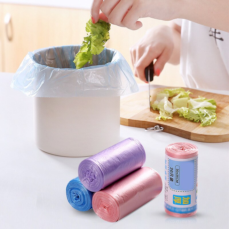 30Pcs/Roll Thicken Kleine Vuilniszakken Mini Desktop Prullenbak Vuilniszak Voor Huishoudelijke Schoonmaakmiddelen Afval Prullenbak Plastic tassen 30*35Cm