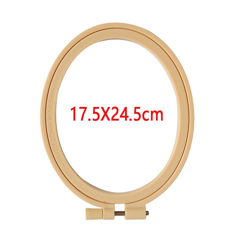 Herramienta de costura, conjunto de marco de aros de bordado de Color madera ovalado redondo, anillos de aro de bordado de plástico para manualidades con aguja de punto de cruz DIY