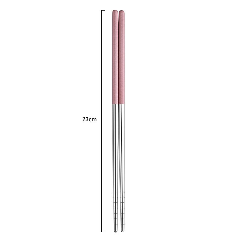 1Pair Japanese Korean Style Chinese Chopsticks Sushi Sticks Noodles Rolls Food Home Tableware Kitchen Tool Portable Reusable: Pink Sliver