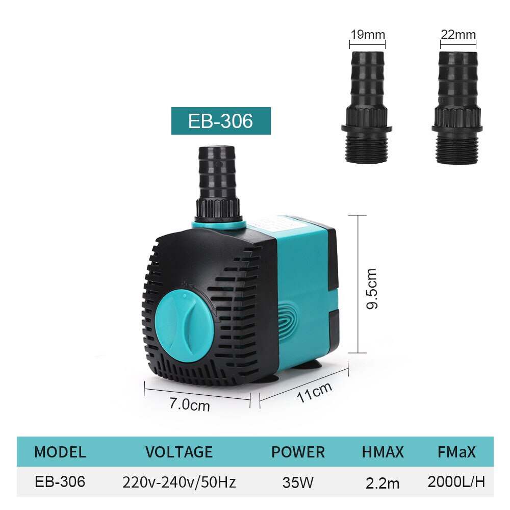 3/6/10/15/25W Ultra-Quiet Submersible Water Fountain Pump Filter Fish Pond Aquarium Water Pump Tank Fountain: EB-306 35w