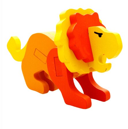 MWZ Cartoon zwierząt zabawki dla dzieci 3D puzzle drewniane puzzle dla dzieci nauka zabawki edukacyjne dla dzieci Handmade DIY zabawki: lion