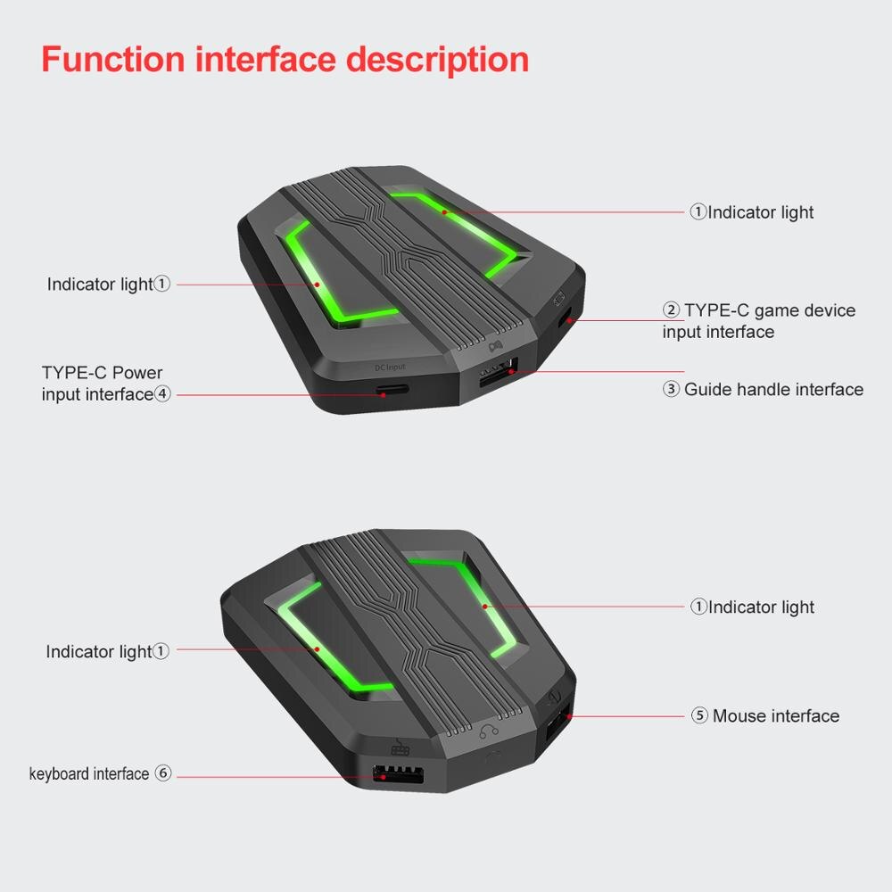 One-Handed Gaming Keyboard Mouse Set RGB Backlit Portable Mini Gaming Keypad Mice with Converter Adapter for PC PS4 Xbox switch