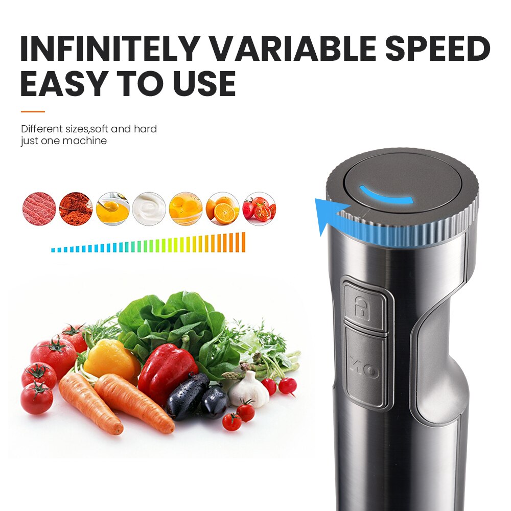 MIUI-batidora de inmersión manual potente, 4 en 1, 1000W, acero inoxidable, vaso de mezcla de 700ml, procesador de alimentos de 500ml, batidor