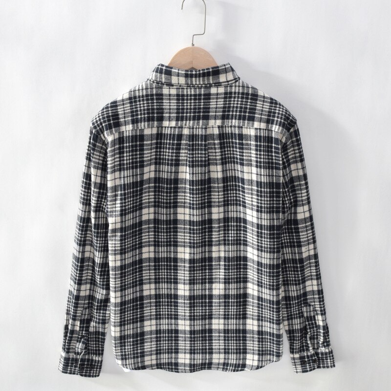 Ropa De Hombre, camisa a cuadros De algodón para Hombre, camisa De manga larga ajustadas coreanas, camisa informal De franela De algodón