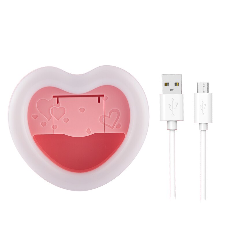 Anillo de luz para Selfie recargable con espejo grande, soporte para teléfono, para IPhone, Smartphone, Huawei, Xiaomi