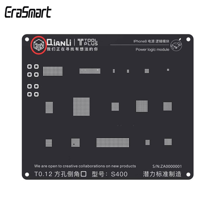 Qianli 3D Zwarte Stencil Universele Power Logic Stencil voor iPhone 5/5 S/6/6 P/ 6 S/6SP/7/7 P/8/8 P/X Power Logic Module Reballing