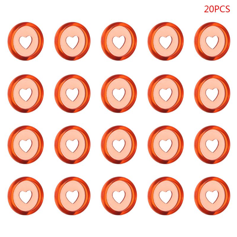 20pcs 24mm Transparent Heart Binder Rings Mushroom Hole Loose Leaf Notebook Disc 090F: Orange