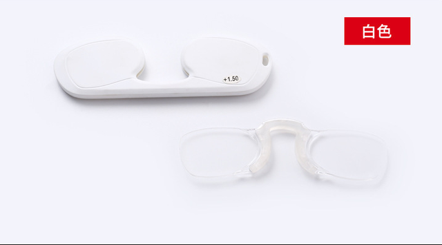 Clip-On Leesbril Mini Draagbare Leesbril Neus Clip Mannen Vrouwen Verziend Glazen Met Case: White / 350
