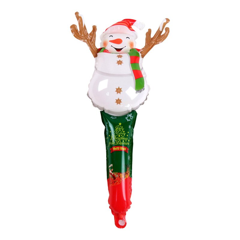 24 Inch Christmas Inflatable Stick Cane Candy Elk Head Gingerbread Man Snowman Holding Balloon