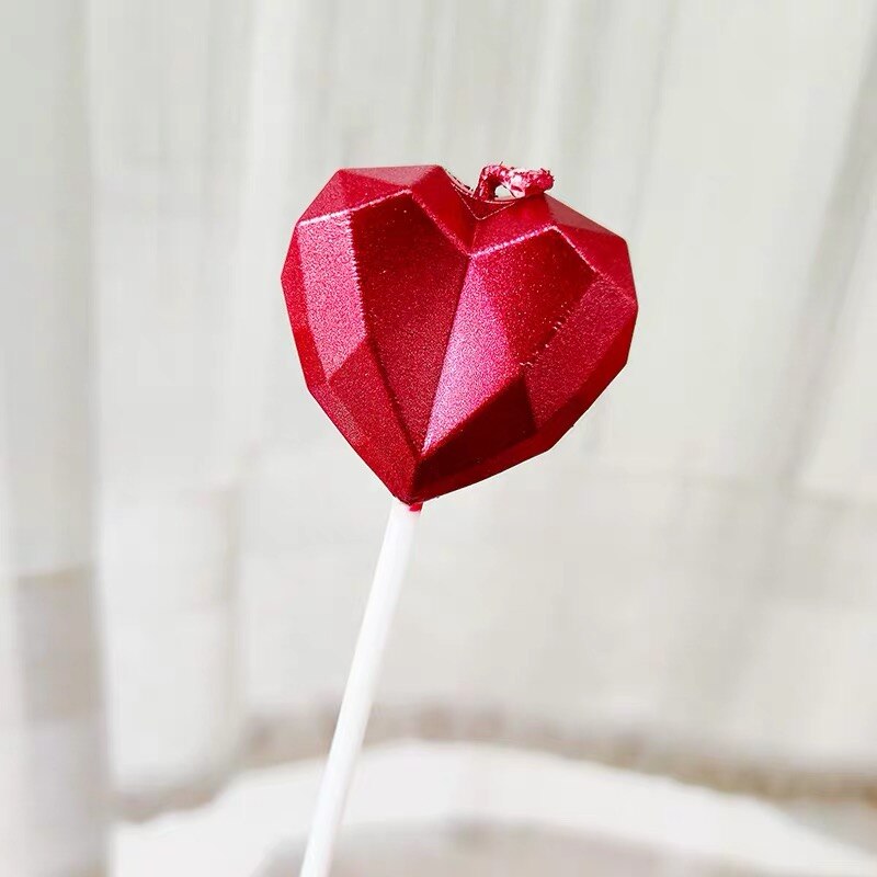 1 Pcs/ Love Diamond Shaped Gilded Cake Candle Safe Flames Kids Birthday Party Wedding Cake Candle Home Decoration Favor Supplies: style5