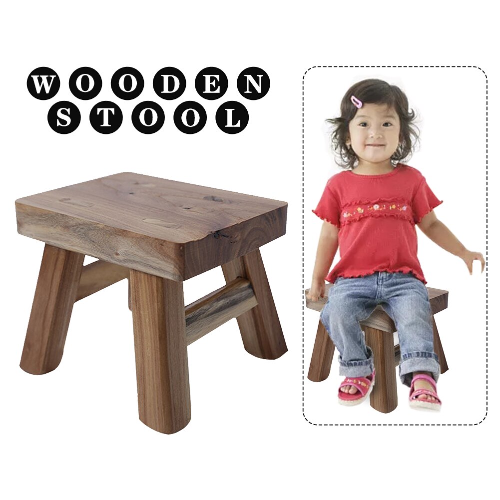 Home Decor Step Ladder Stable Hallway Bathroom Living Room Baby Kids Wooden Stool Furniture Solid With 4 Legs Portable