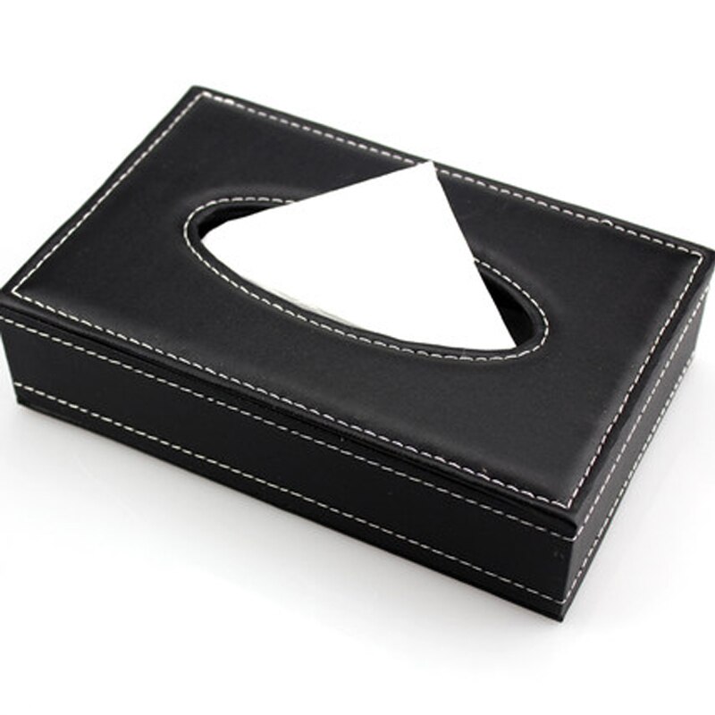 Voiture strass luxueux boîte à mouchoirs rangement serviette ensembles salle de bain Auto chambre serviette support de la boîte boîte à mouchoirs en cuir PU: Solid Black
