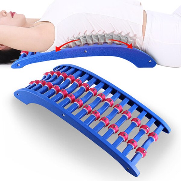 Magic Back Stretcher Lower Lumbar Support Spine Waist Lumbar Correction Relaxing Massage Relieve Pain With Magnetic Roller Pain