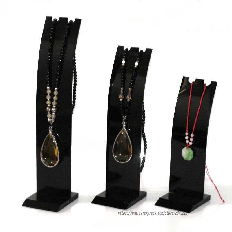 Acrylic Necklace Display Rack Pendant Showing Stand Jewelry Display Shelf Car Decoration Holder Chain Display Props: Black / S