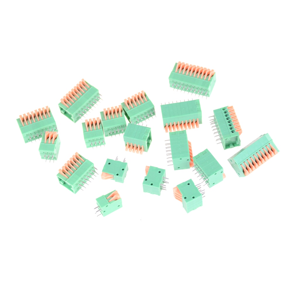 5 uds JETTING 2/3/4/5/6/7/8/9/10P KF141R KF141V 2,54mm conectores de paso PCB resorte bloque de Terminal verde de cobre flexible