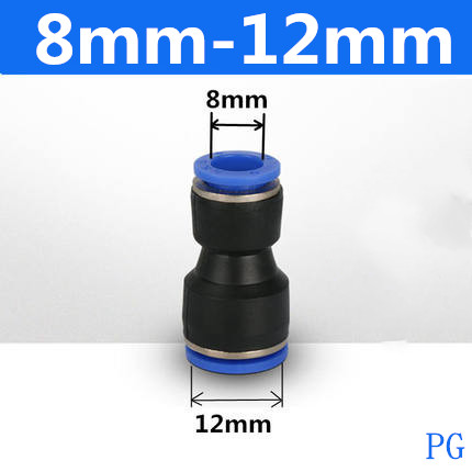Pneumaattiset liittimet kiinnitys muoviliitin pu  pg 4mm 6mm to 8mm 10mm ilma-vesiletku putki työnnä sisään suorat kaasun pikaliittimet: Pg 8-12