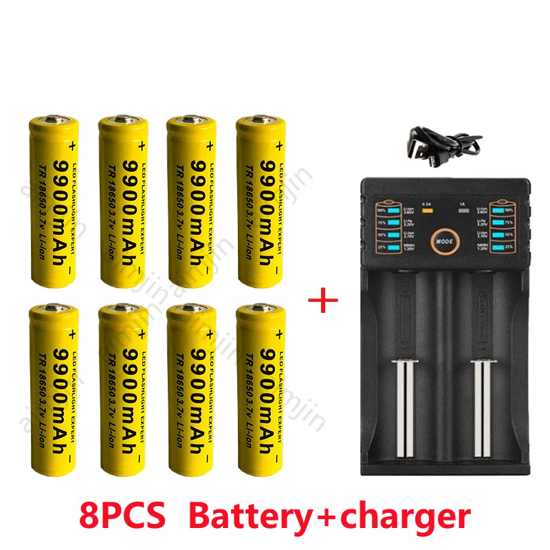 .Batería de iones de litio GTF 18650 For Original, linterna recargable 18650, 3,7 V, 9900 MAH For para Linterna + cargador: SKY BLUE