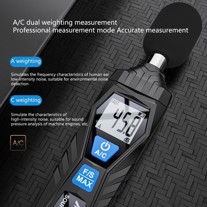 Decibel Meter Digital Sound Level Meter Handheld Audio Noise Meter Tester w/ LCD Display Measuring 30-130dB Accuracy 2.0 G8TB