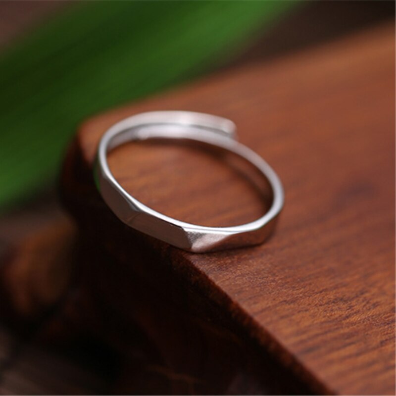 Literary Rhombus 925 Sterling Silver Sweet Fresh Cute Temperament Personality Female Resizable Opening Rings SRI073