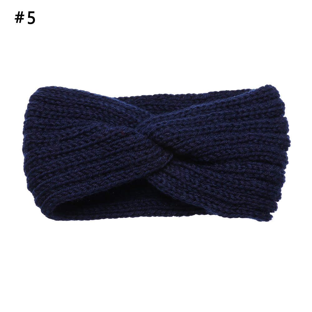 Bandeaux en laine tricotés au Crochet | Bandeaux d'hiver pour femmes, style bohémien, tissage croisé fait à la main, et solide: 5