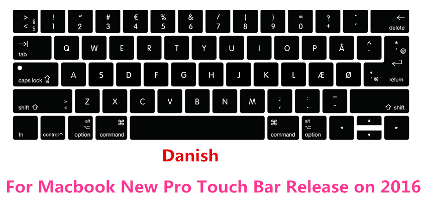 US/ue silikonowy Colemak Dvorak francuski hebrajski klawiatura pokrywa skóry dla Macbook 2017 nowy Pro 13 "A1706 15" A1707 z dotykowym paskiem: Danish
