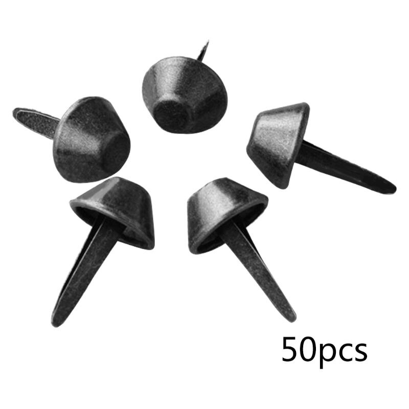 50Pcs Bag Purse Handbag Feet Nailheads Bottom Studs Nail Luggage Spike Rivets: black