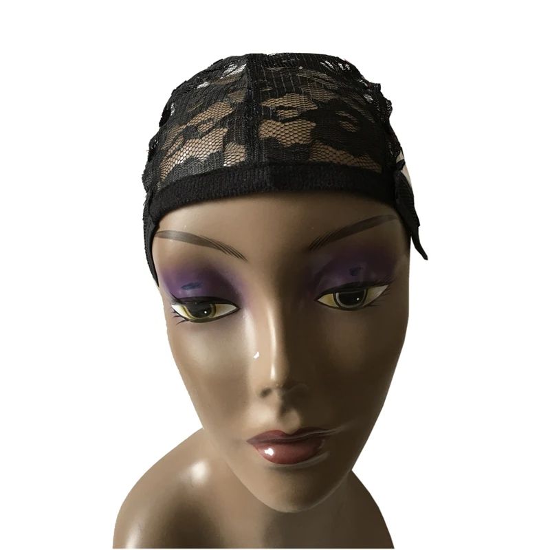 5 Pcs Black Plastic Wig Making Cap for Machine Wigs Hair Net with Adjustable Strap Wig net
