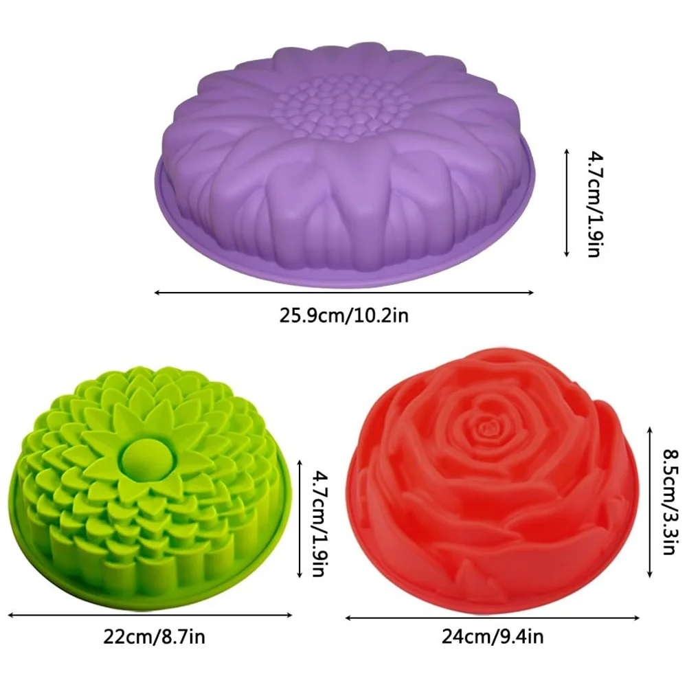 Moldes de silicona para hornear flores, molde de silicona para pasteles, moldes de gelatina de gelatina y gelatina, moldes para pasteles para formas para hornear, 1 pieza