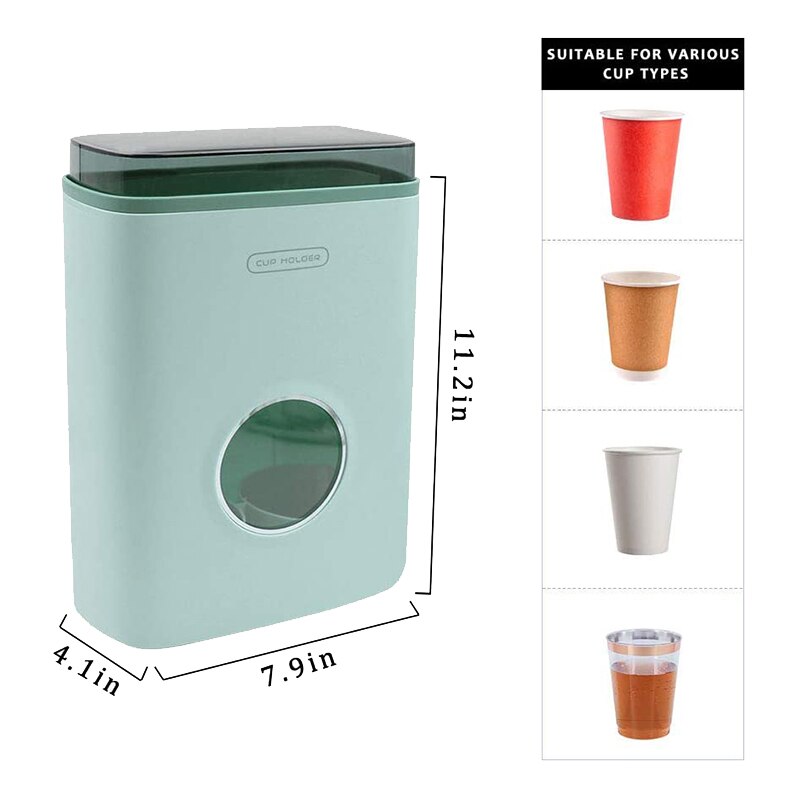 Dispensador de vasos de agua montado en la pared, soporte de vasos de papel de 3Oz-8Oz