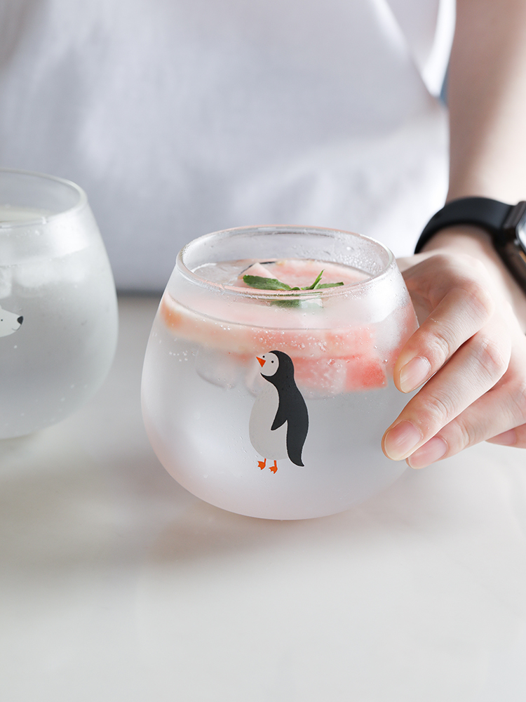 Gobelet de dessin animé verre de bureau | Maison, créative série arctique en borosilicate élevé, boire au bureau, thé eau café tasse de bière
