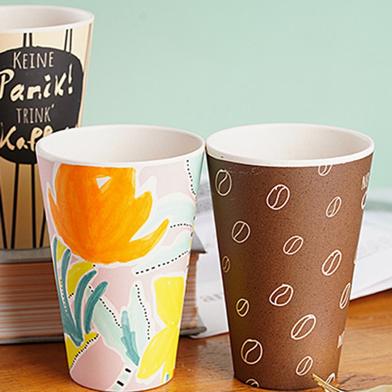 Tasse à café en fibre de bambou, 500ml, réutilisable, pour les voyages en plein air, pour boire du thé, de l&#39;eau et du jus, avec couvercle