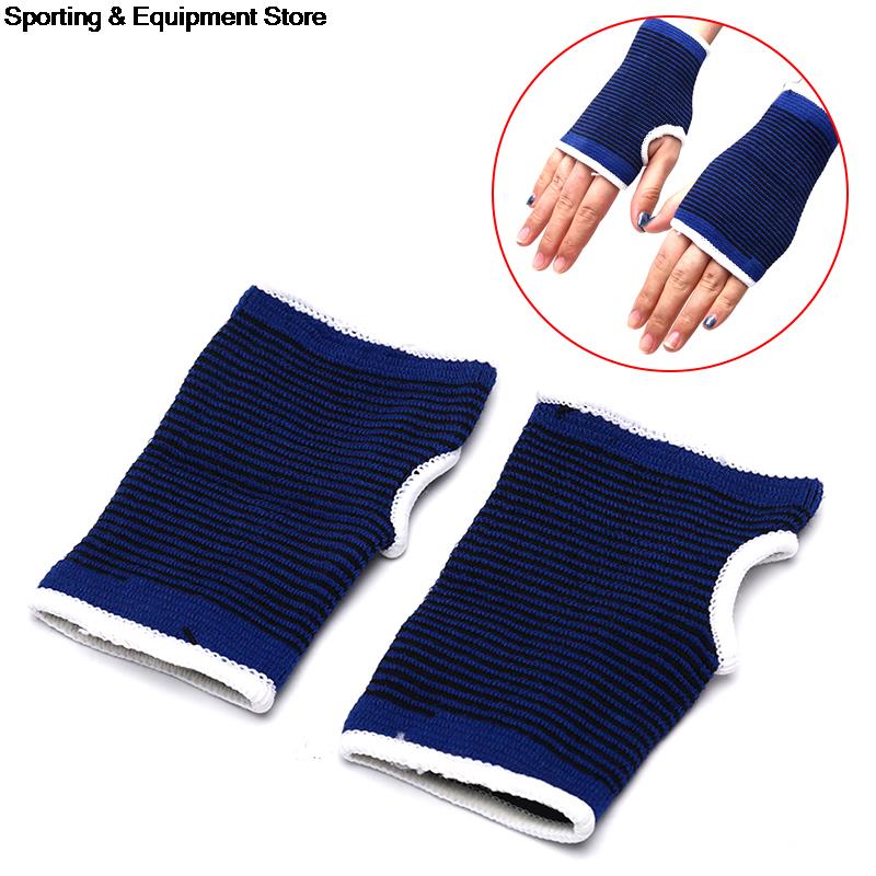 2 stk blå håndled håndstøtte handske elastisk bøjle ærme sports bandage gym wrap