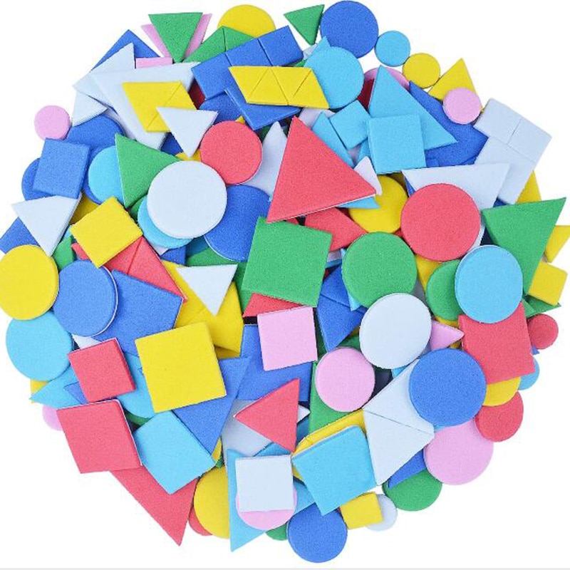 150 Stuks Foam Papier Stickers Kids Speelgoed Geometrische Spons Patch Zelfklevende Multicolor Kinderen Sticker Kleuterschool Ambachten