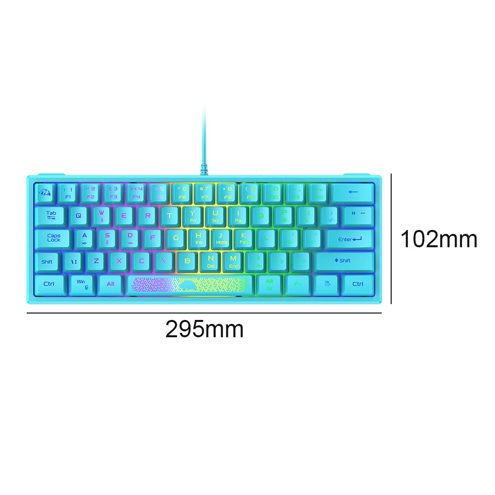 Percent RGB Backlit Wired Keyboard 62 Keys Ergonomic Office PC Gaming Keyboard Portable Office Game: Blue