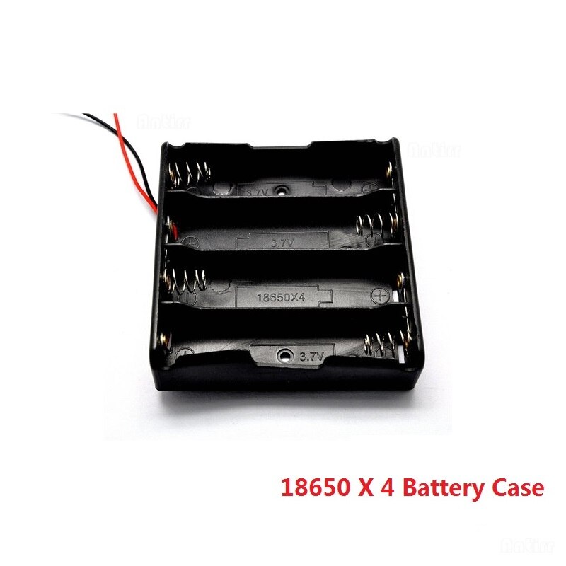 Black Plastic 1x 2x 3x 4x 18650 Battery Storage Box Case 1 2 3 4 Slot Way DIY Batteries Clip Holder Container With Wire Lead Pin: X4 Slots