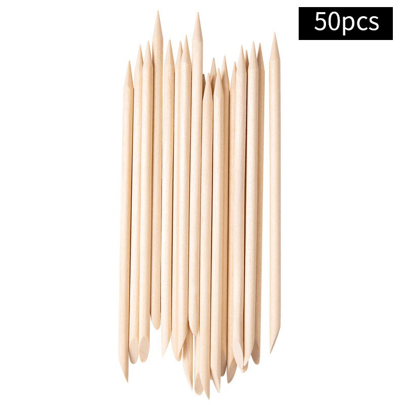 50/100 st orange pinnar dubbla ändar nail art pusher remover träpinnar för borttagning av nagelband manikyr pedikyr vårdverktyg set: 50 st